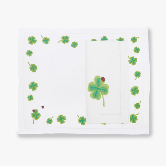 Waww La Table Lucky Clover white linen placemats by Aurélie Bidermann, set of four, alternative angle