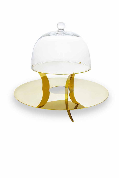 Riser 2-Tier Stand with Dome, 45cm, 24k Gold