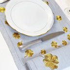 Waww La Table Golden Clover pearl-grey linen placemats by Aurélie Bidermann, set of four, styled on a table setting