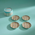Basketweave Coasters - High-Fired Porcelain Set of Four