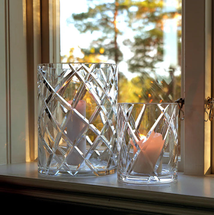 Hurricane Crystal Lamp Medium – Hand-Cut Candle Holder
