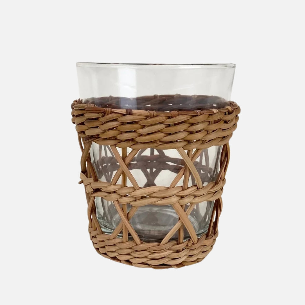 Seagrass Rattan Wide Cage Tumbler – Handwoven Accent
