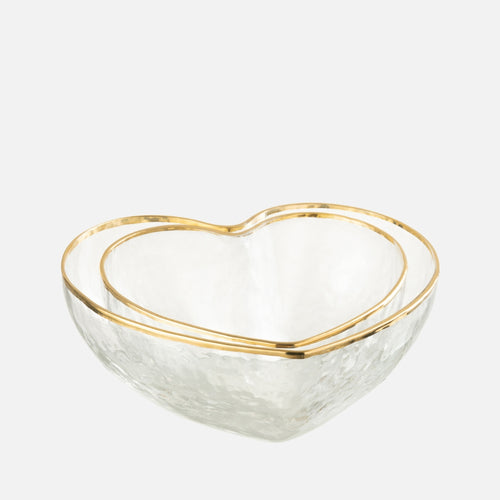 Set of 2 Heart Apero Glass Dishes – Decorative Serving Bowls