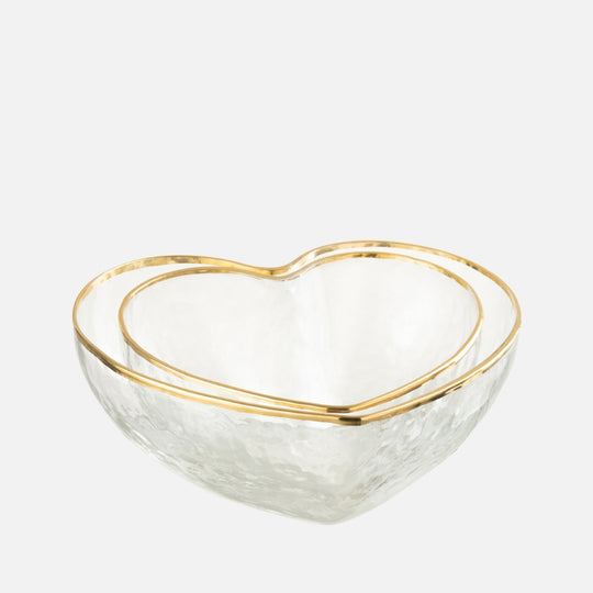 Set of 2 Heart Apero Glass Dishes – Decorative Serving Bowls