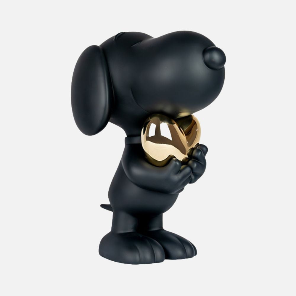 Snoopy Heart Small Figurine - Black/Gold