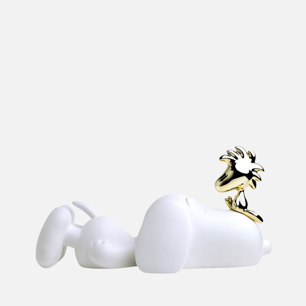 Snoopy & Woodstock Small Figurine - White/Gold
