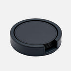 Tao Leather Coaster Set of 6 with Holder (Blue)