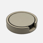 Tao Leather Coaster Set of 6 with Holder (Grey)