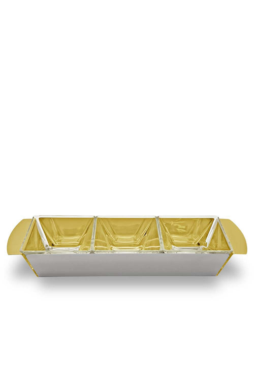 Trisma  3 Setion Serving Plate, Gold