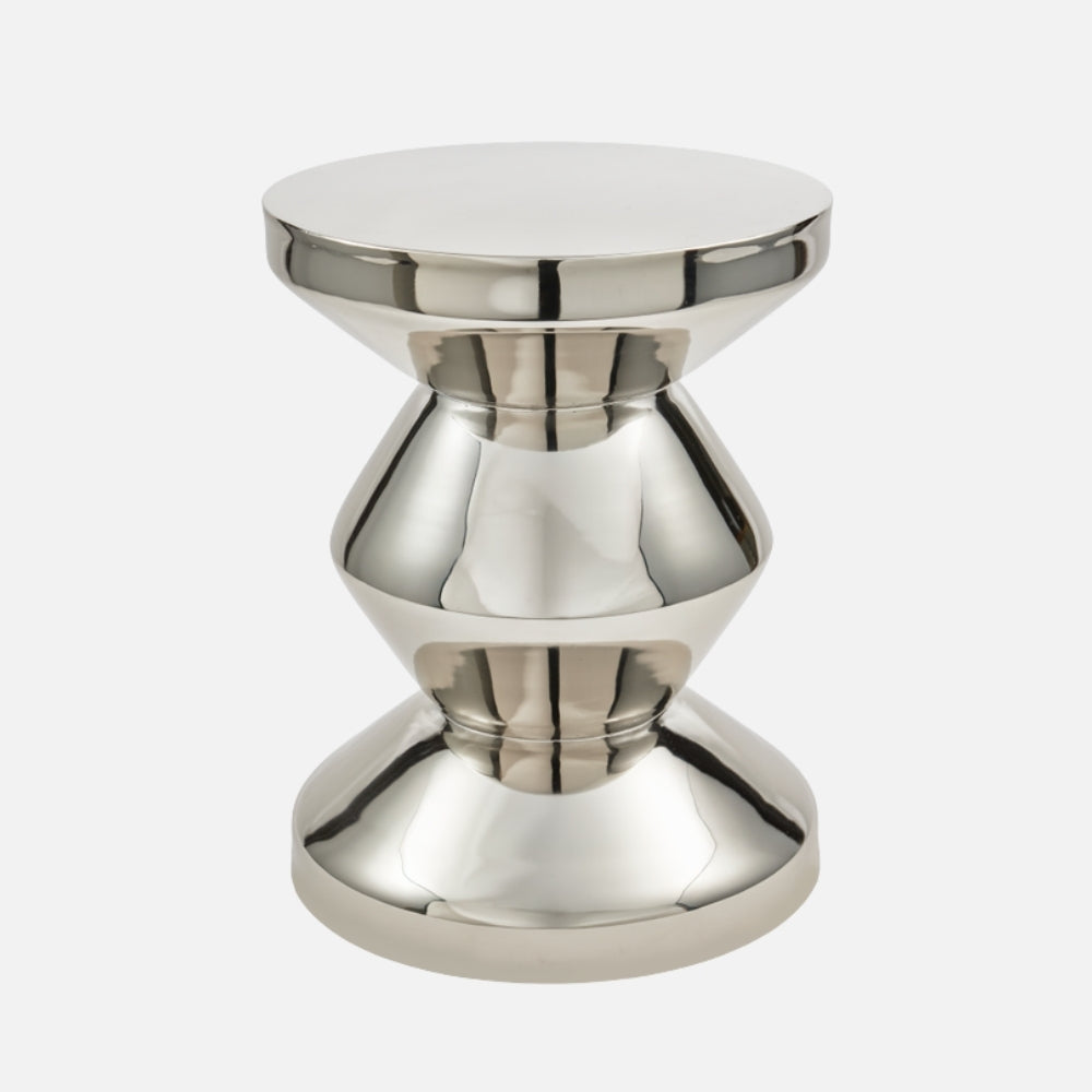 Pols Zig Zag Metal Stool – Silver Side Table