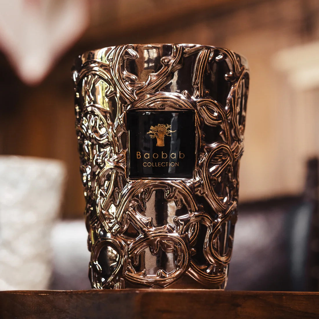 Baobab Collection Brame Cernunnos 5-wick scented candle in mouth-blown glass, 3kg, styled in a room setting