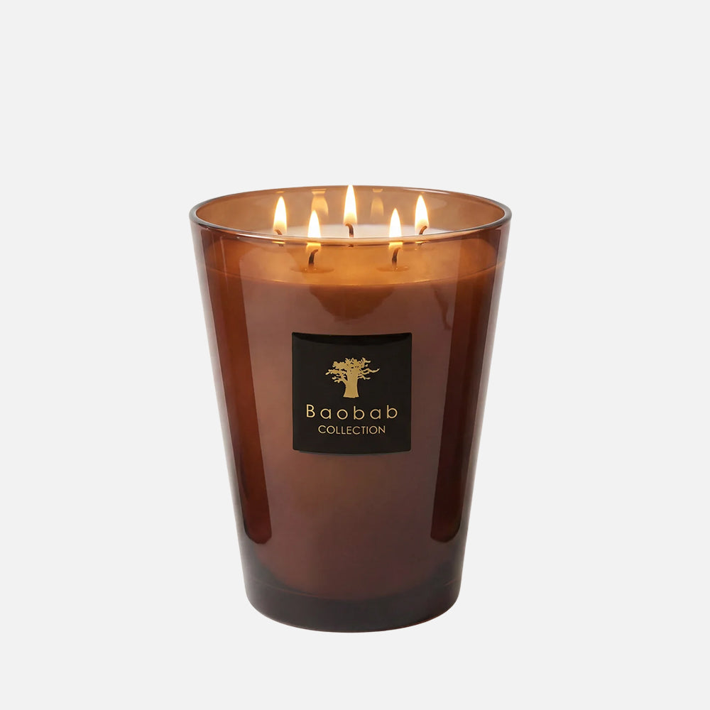 Baobab Collection Cuir de Russie 5-wick scented candle in mouth-blown glass, 3kg, front view