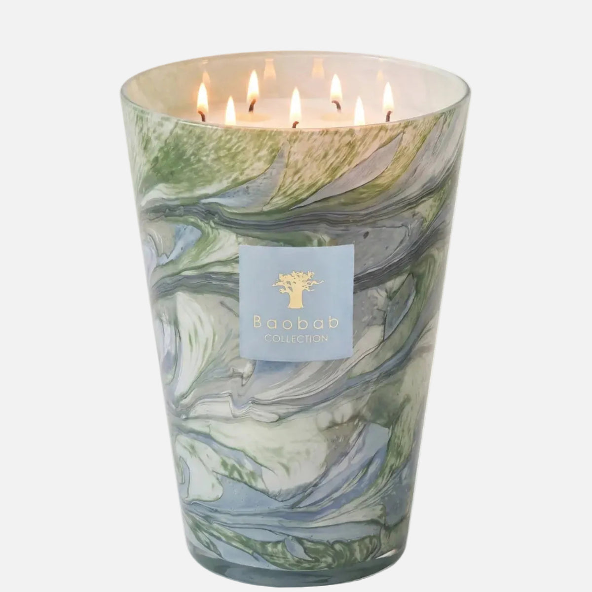 Baobab Collection Leaves Marius 7-wick scented candle in mouth-blown glass, 6.5kg, front view (2)