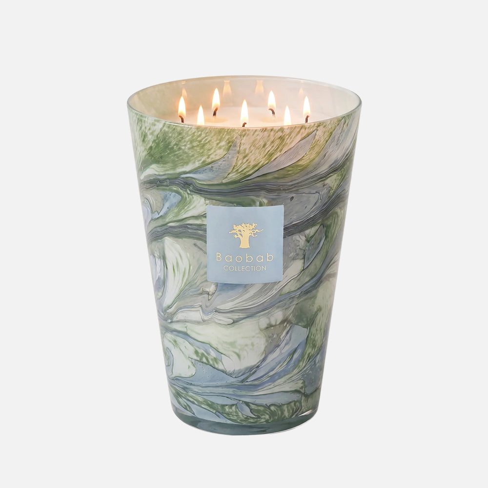 Baobab Collection Leaves Marius 7-wick scented candle in mouth-blown glass, 6.5kg, front view
