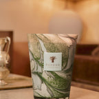 Baobab Collection Leaves Marius 7-wick scented candle in mouth-blown glass, 6.5kg, styled in a room setting 3