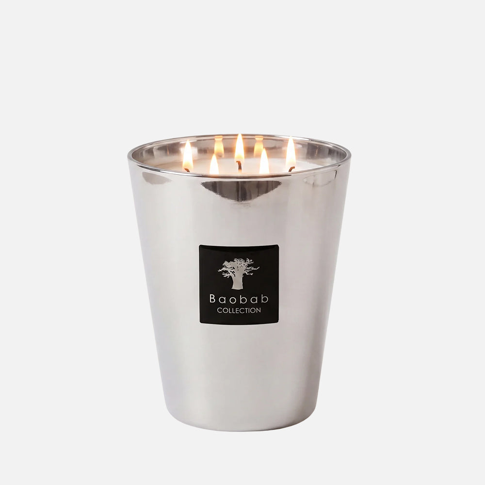 Baobab Collection Les Exclusives Platinum 5-wick scented candle in mouth-blown glass, 3kg, front view