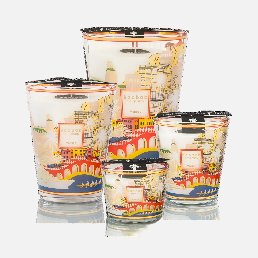 Baobab Collection Monaco 4-wick scented candle in mouth-blown glass, 500g, back view