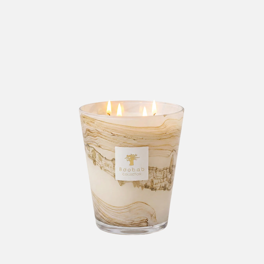 Baobab Collection Sand Siloli 4-wick scented candle in mouth-blown glass, 1.1kg, front view