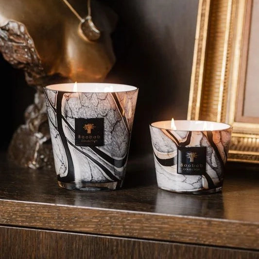 Baobab Collection Stones Marble 4-wick scented candle in mouth-blown glass, 1.1kg, viewed from above
