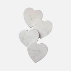 White Marble Heart Coasters, Set of 4