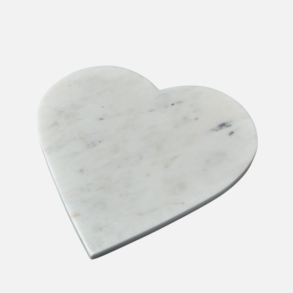 White Marble Heart Serving Board, 27x25cm