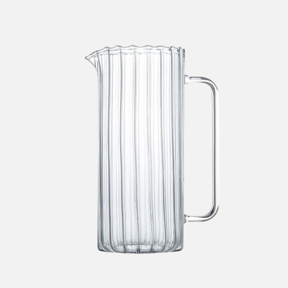 Bitossi Home Boro hand-blown borosilicate glass jug, 1.1 litres, front view