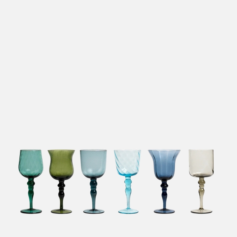 Diseguale Textured Goblets, Blue & Green, Set of 6