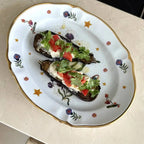 Bitossi Home Fabula decorated porcelain oval platter, 34cm, styled in a table setting