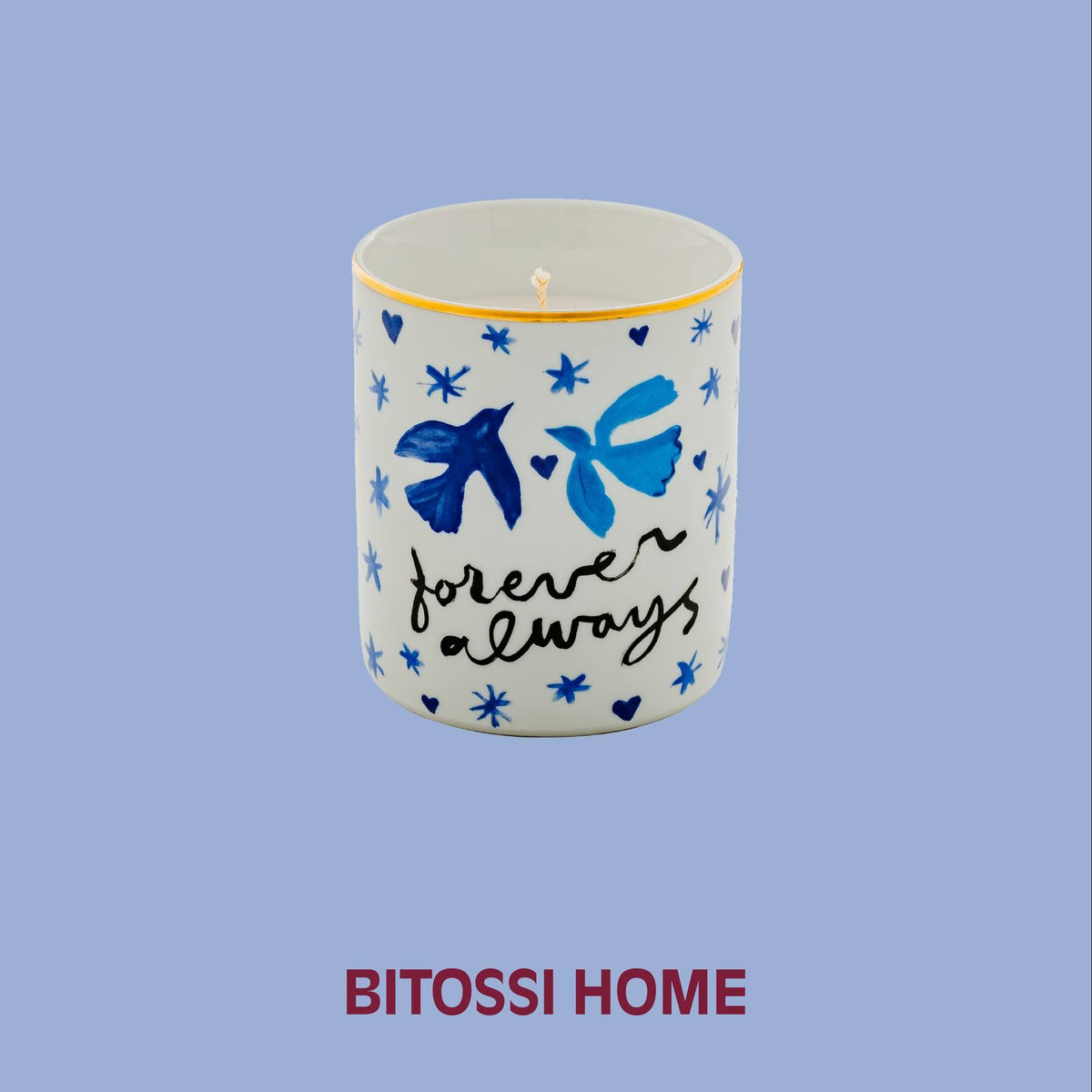 Bitossi Home Forever Always scented candle in a decorated porcelain vessel, detail view