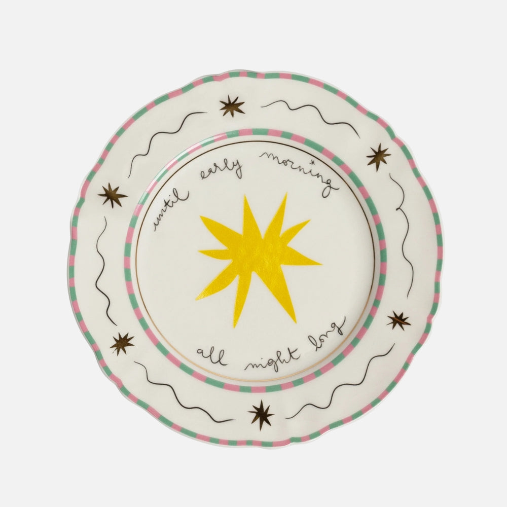 Bitossi Home Star decorated porcelain appetizer plate, 16.5cm, viewed from above
