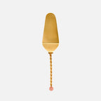 Bitossi Home Torchon gold cake server with twisted handle, 27.5cm, front view