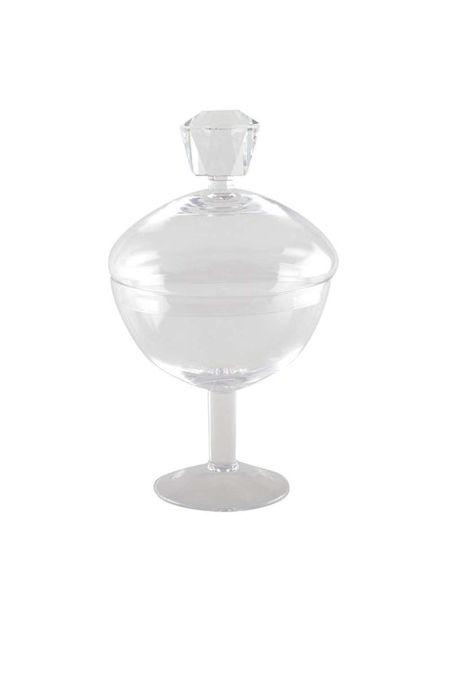 Diamond Lid Glass Candy Box, 14cm