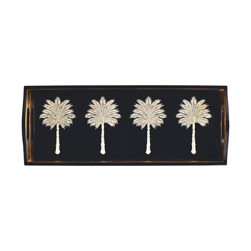 Caspari Bar tray-Black Grand palms