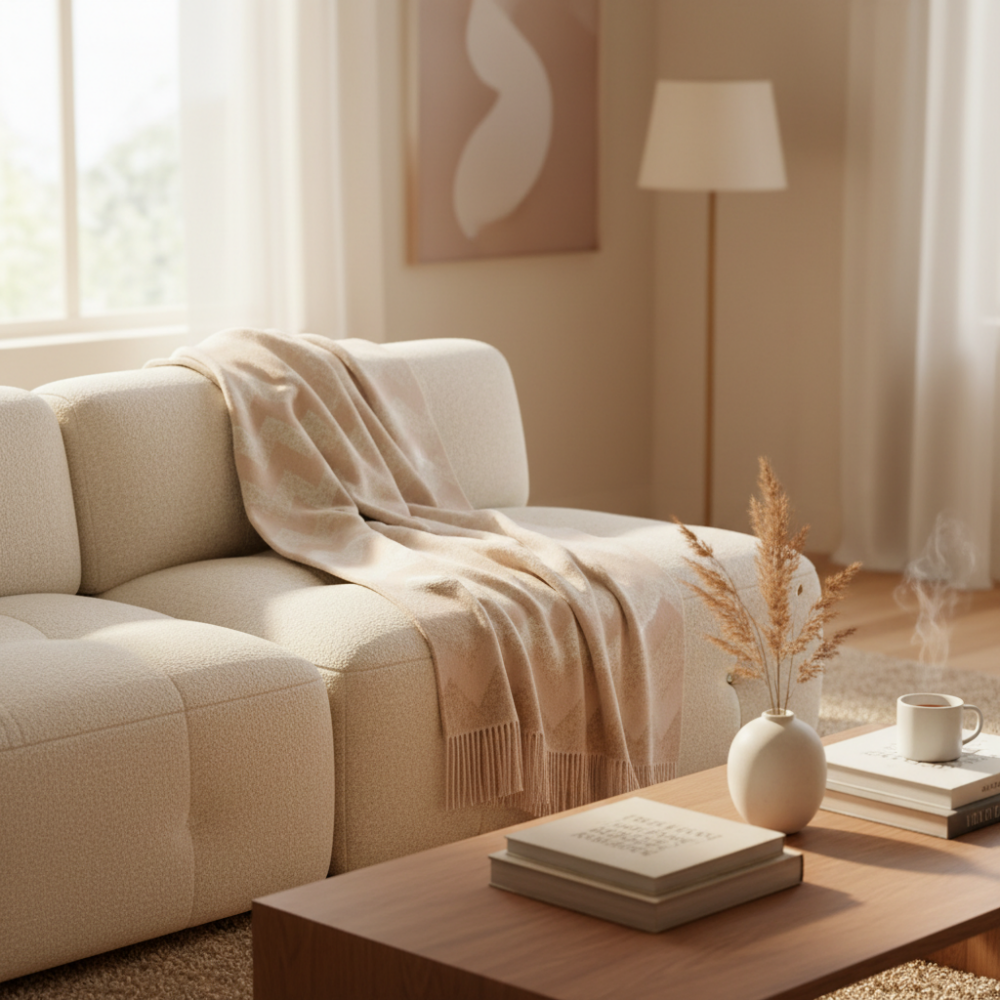 Plaid Gessetti 130x190 cm in wool blend zig zag