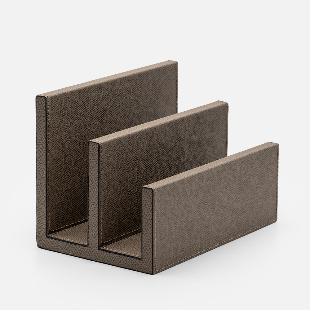 Giobagnara Arthur Leather Letter Holder, Mud, front view