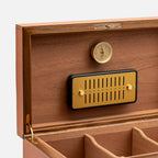 Giobagnara Santiago Cigar Humidor, Siena, 37cm, leather detail