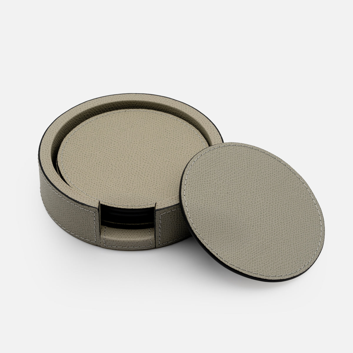 Giobagnara Tao Coaster Holder with 6 Coasters, Grey, front view 2