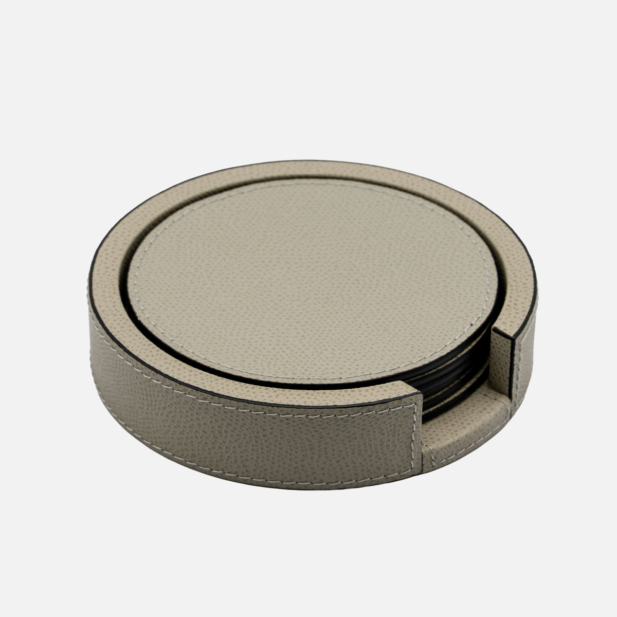Giobagnara Tao Coaster Holder with 6 Coasters, Grey, front view
