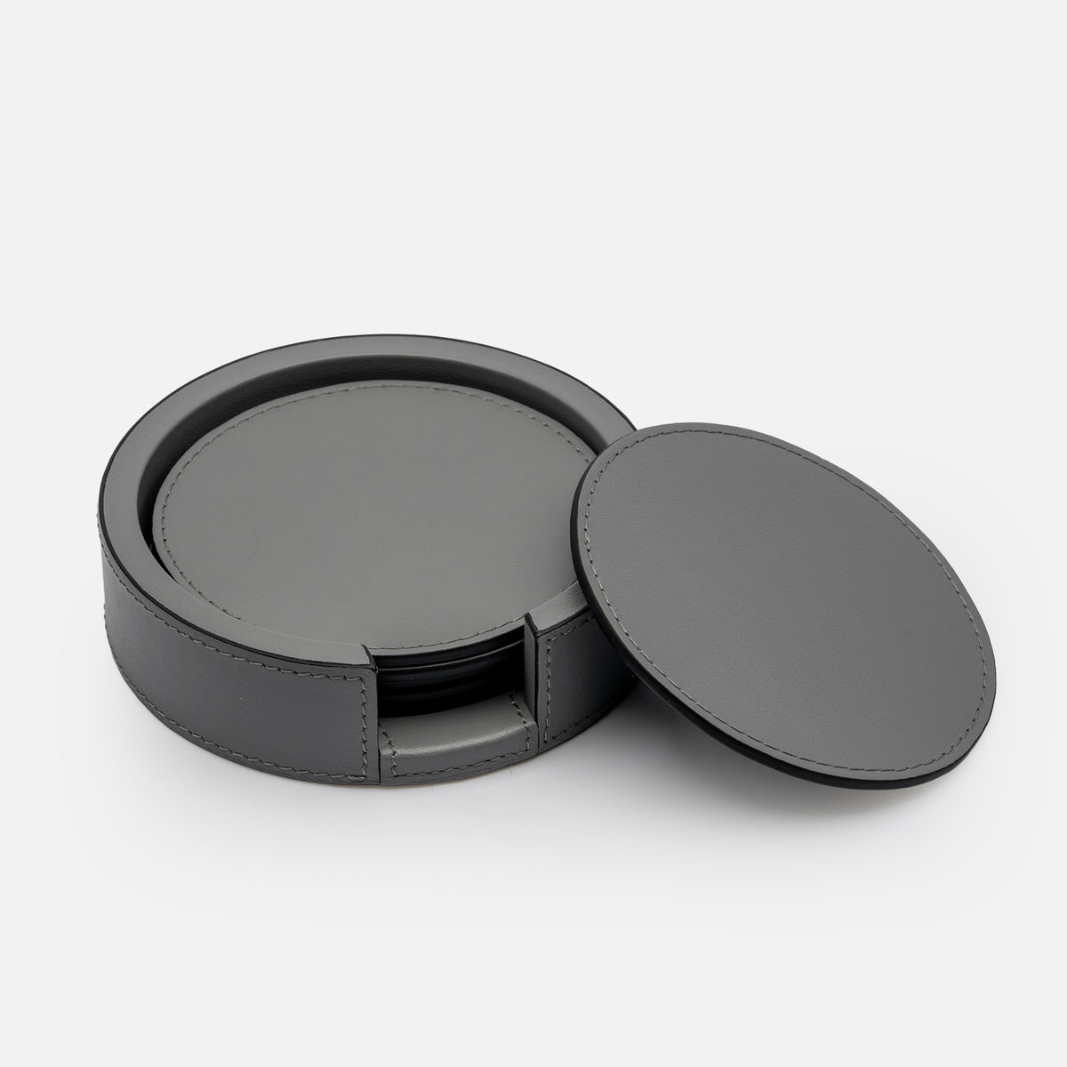 Giobagnara Tao Coaster Holder with 6 Coasters, Rock, front view 2
