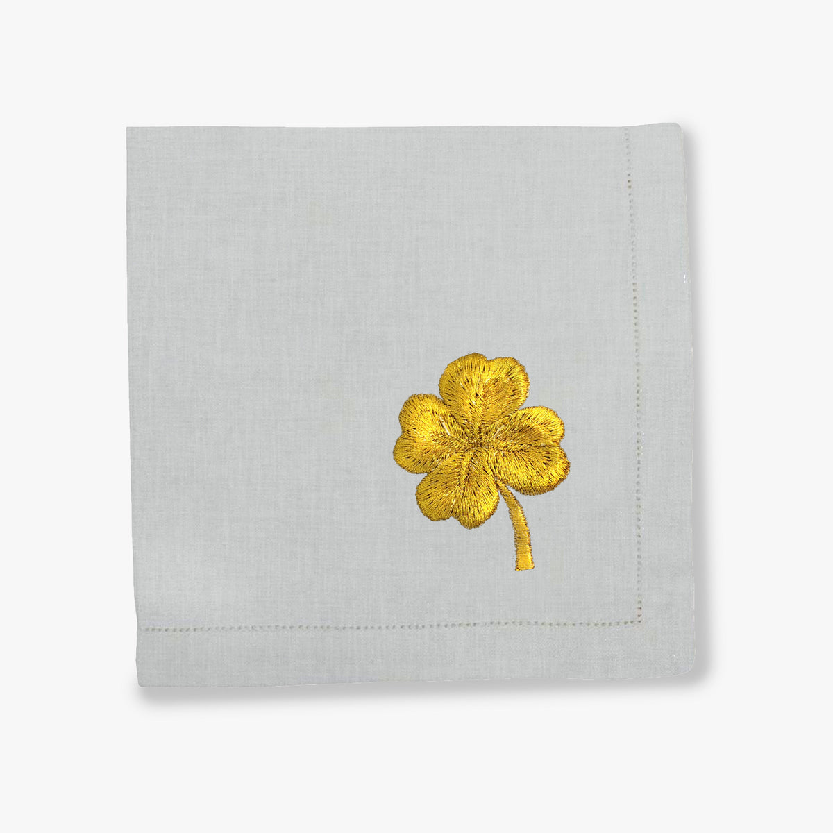Waww La Table Golden Clover pearl-grey linen napkins by Aurélie Bidermann, set of four, front view