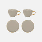 Good Morning Cappuccino & Tea Cup with Plate Set of 4 – Gray Morn