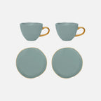Good Morning Cappuccino & Tea Cup with Plate Set of 4 – Papaya/Slate