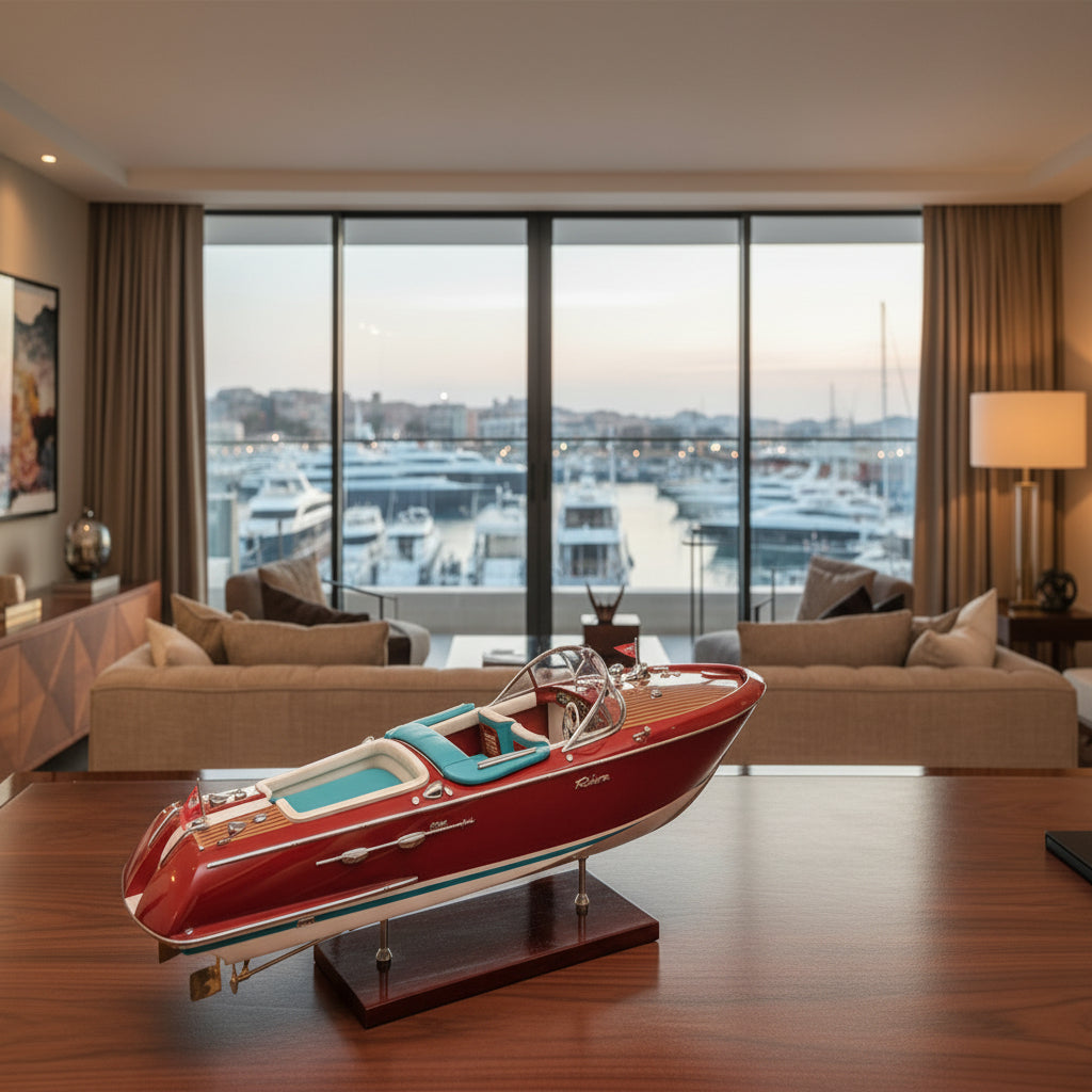 Kiade Riva Aquarama Special Model Boat, 58cm, styled in a room setting