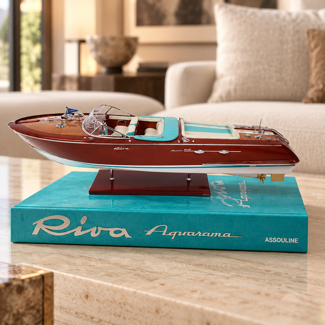 Kiade Riva Aquarama Special Model Boat, XL, 87cm, styled in a room setting