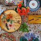 Flowers on Gold Round Tray, 35cm