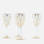 Gold Leaves Crystal Wine Glasses, Set of 4
