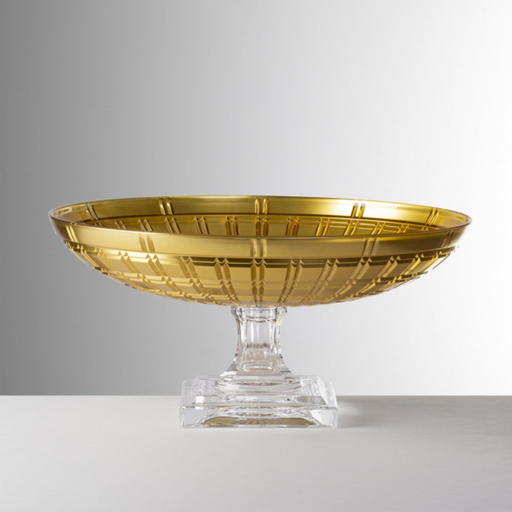 Mario Luca Giusti Susan Footed Bowl, Gold, 31cm in synthetic crystal, front view (2)
