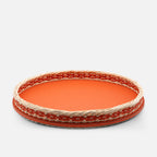Orsay Leather & Rattan Round Tray, Mango, 46.5cm