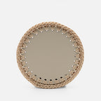 Rochelle Leather & Crochet Coaster, Ivory, Set of 6