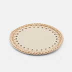 Rochelle Leather & Crochet Coaster, Ivory, Set of 6